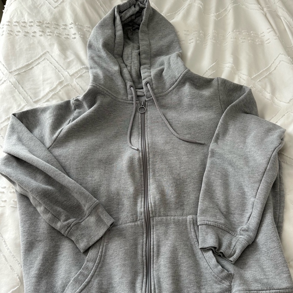 light gray zip up hoodie